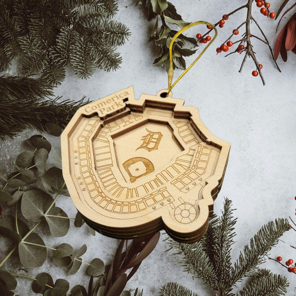 Detroit Baseball Stadium 3d Ornament - Laser Cut - Wooden - Christmas