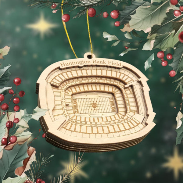 Cleveland Football Stadium 3D Ornament - Laser Cut - Wooden - Christmas