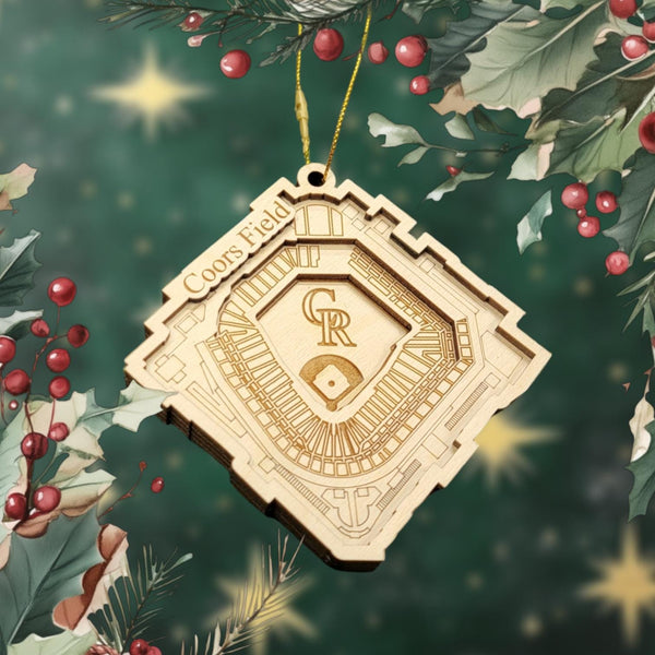 Denver Baseball Stadium 3D Ornament - Laser Cut - Wooden - Christmas