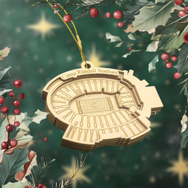 Madison Wisconsin College Football Stadium 3D Ornament - Laser Cut - Wooden - Christmas