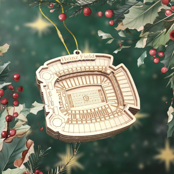 Professional Football Stadium Ornament: Wooden Layered Design (Laser Engraved)