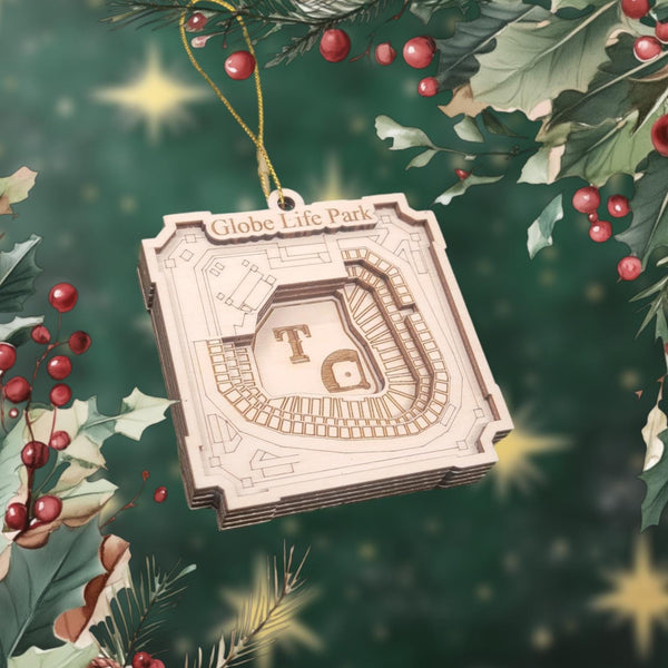 Texas Baseball Stadium 3D Ornament - Laser Cut - Wooden - Christmas