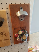 MAGNETIC Bottle Opener - Wall Mounted Bottle Opener - Maryland State Outline - Maryland Flag - Magnetic - Laser Engraved