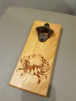 MAGNETIC Bottle Opener - Wall Mounted Bottle Opener - Maryland Crab - Magnetic - Laser Engraved
