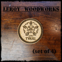 GOT House Tyrell Cork Coasters, Game of Thrones, Laser Engraved, Custom, Man Cave, Personalized, Beer (set of 4)