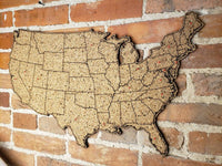 24" USA Cork Map - Push Pin Map - Tack Board - Cork Board - FREE SHIPPING