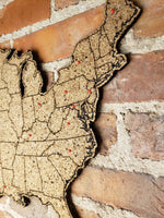 24" USA Cork Map - Push Pin Map - Tack Board - Cork Board - FREE SHIPPING