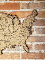 24" USA Cork Map - Push Pin Map - Tack Board - Cork Board - FREE SHIPPING