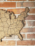 24" USA Cork Map - Push Pin Map - Tack Board - Cork Board - FREE SHIPPING