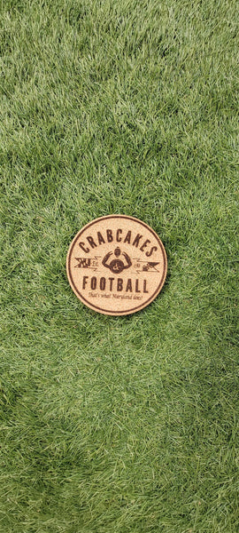 Crabcakes and Football Cork Coasters, Laser Engraved, Custom, Man Cave, Personalized, Beer (set of 4)
