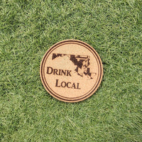 Maryland Drink Local Cork Coasters, Laser Engraved, Custom, Man Cave, Personalized, Beer (set of 4)