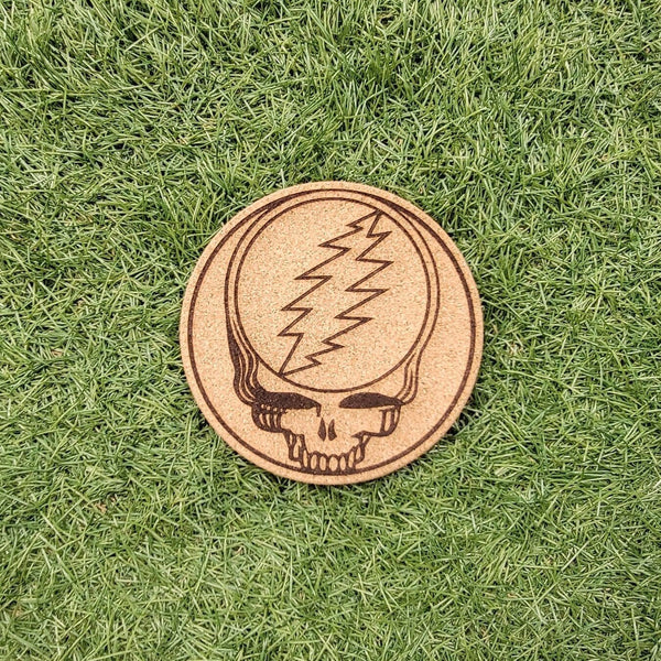 Grateful Dead Cork Coasters, Laser Engraved, Custom, Man Cave, Personalized, Beer (set of 4)