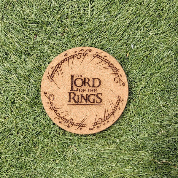 Lord of the Rings Cork Coasters, Lotr, Laser Engraved, Custom, Man Cave, Personalized, Beer (set of 4)