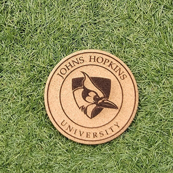 Johns Hopkins University Cork Coasters, Laser Engraved, Custom, Man Cave, Personalized, Beer (set of 4)